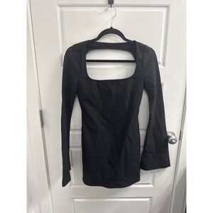 L'Academie Black Cutout Square Neck Bell Sleeve Mini Dress XS